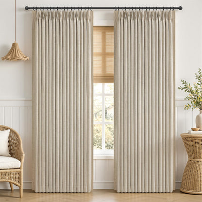 Pinch Pleated Blackout Curtain 70 Inch Extra Wide 84 Inch Long 2 Panel (Warmbeige / 70"W x 84"L (Pack of 2))