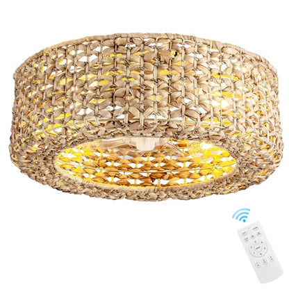 Rattan fandelier Ceiling Fans with Lights
