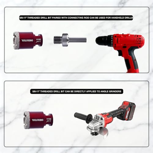 2pcs 1 4 Inch（6mm） Diamond Hole Saw Tile Masonry Core Drill bits for Porcelain Ceramic Concrete Granite Marble 5