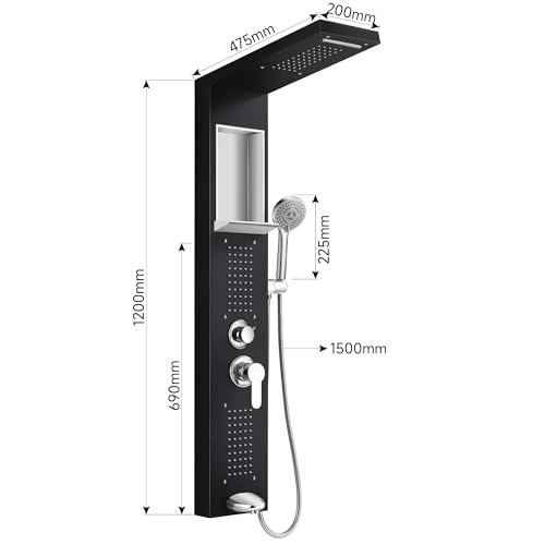 Shower Panel Tower System with Handheld Sprayer