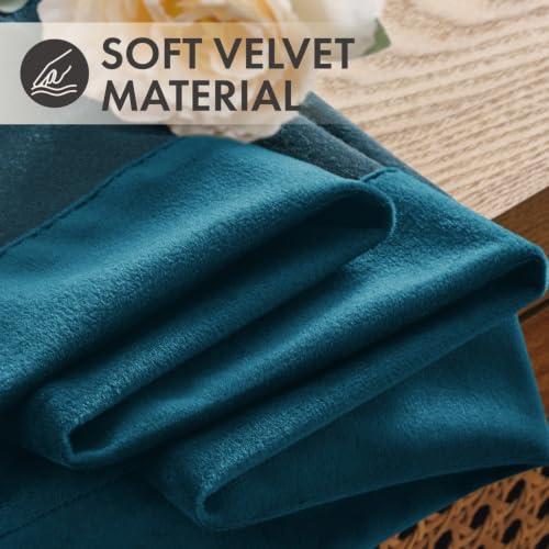 Peacock Blue Velvet Curtains 4 Panel Set Back Tab 40x96 Inch Long (Peacock Blue / 40"W x 96"L (Pack of 4))