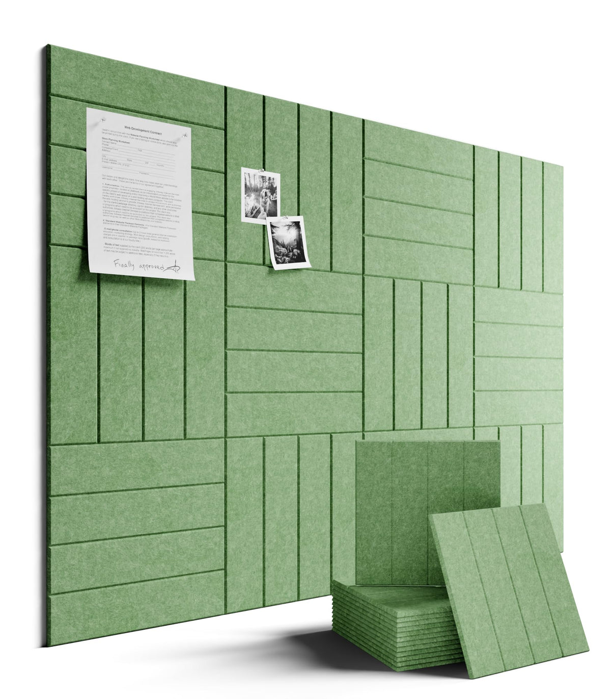 Felt Bulletin Board & Cork Board Alternative 48'' x 36'' (Christmas Tree Green-1 / Bold-stripe 12-pack)
