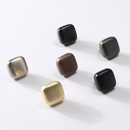 6 Pack Gold Cabinet Knobs 1.18" Brushed Gold Drawer Knobs Zinc Alloy Single Hole Square Pulls for Dresser 30mm Round Cupboard Handles for Kitchen Wardrobe Bathroom Hardware