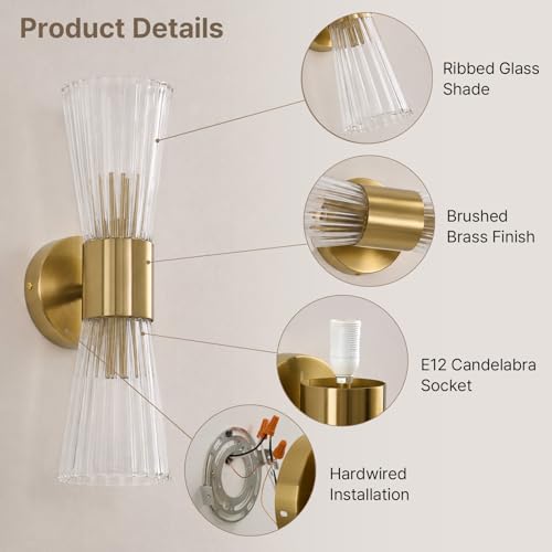 2 Light Glass Wall Sconce