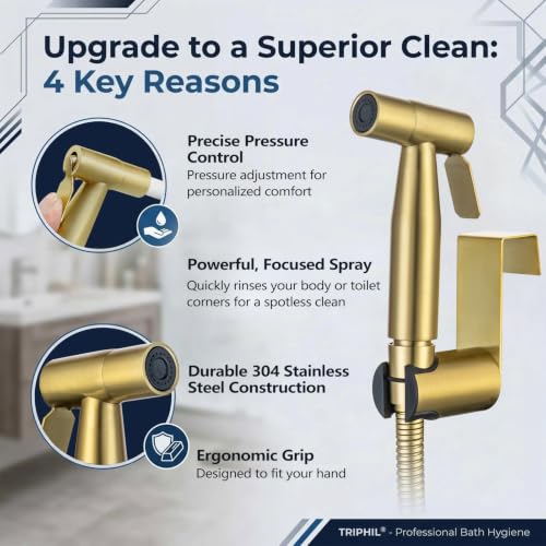 Handheld Bidet Sprayer for Toilet (Brushed Gold)