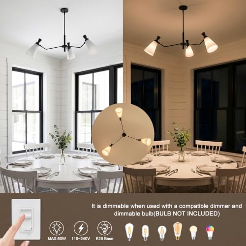 Chandelier Modern Farmhouse Dining Room Light Fixture with Milk Glass Shades