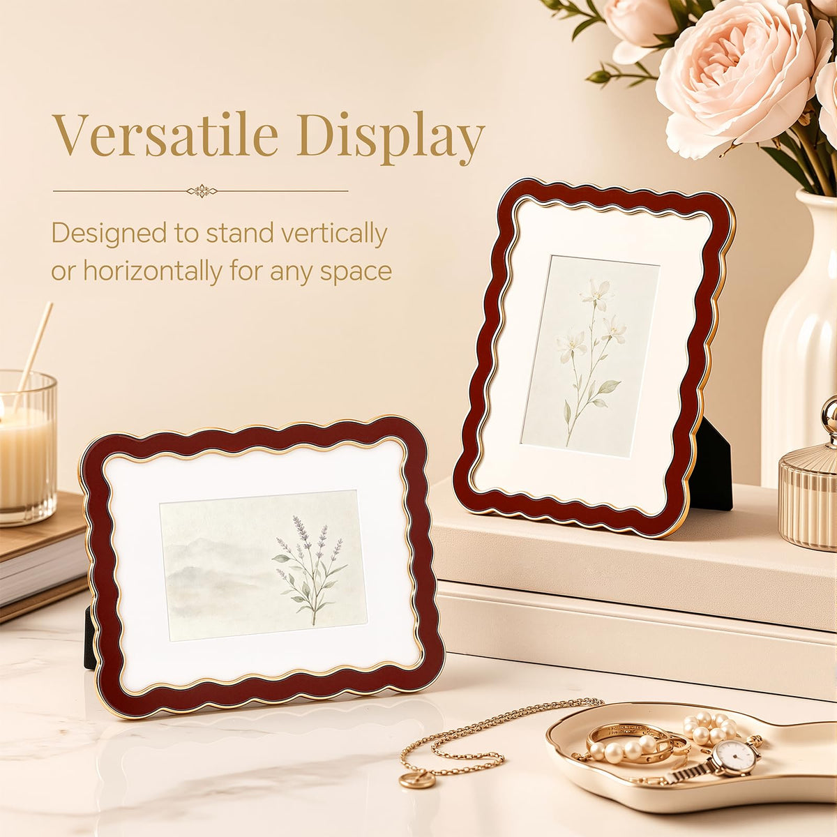 8x10 Scalloped Wavy Metal Picture Frame (Oxblood Burgundy / 8x10)