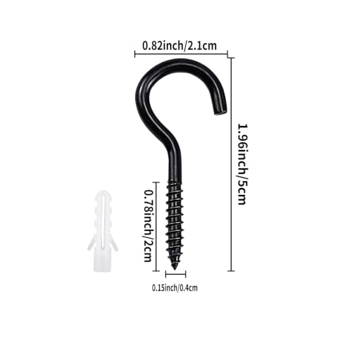 Black Steel Open Screw Hooks for Hanging