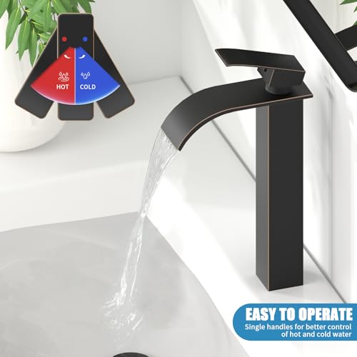 Tall Bathroom Faucet Vessel Sink Faucet with Drain (With Drain / Oil Rubbed Bronze)