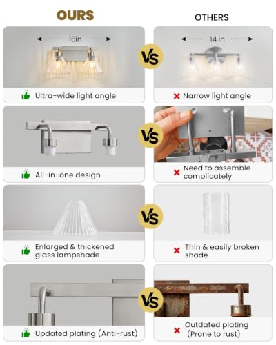 Modern Bathroom Light Fixture Over Mirror with Clear Glass Shade Vanity Light Fixture for Bath Bedroom Makeup Area