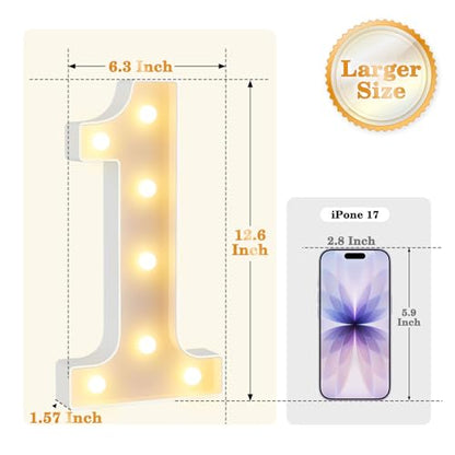 12.6 Inch Marquee Light Up Numbers 1 for Party Decorations (Number 1 / 12.6 in)