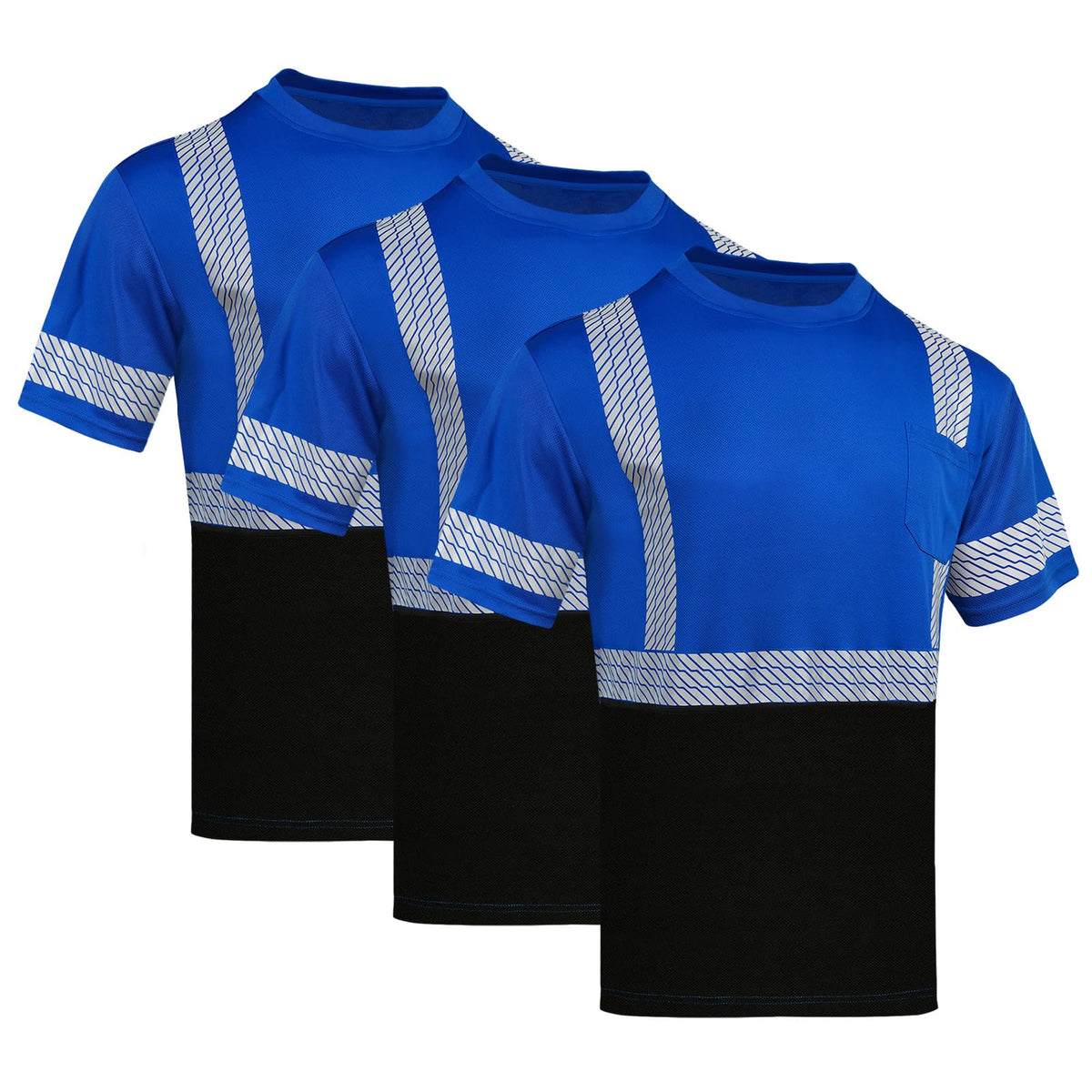 High Visibility Safety Reflective T Shirts for Men (XX-Large / Blue+black)