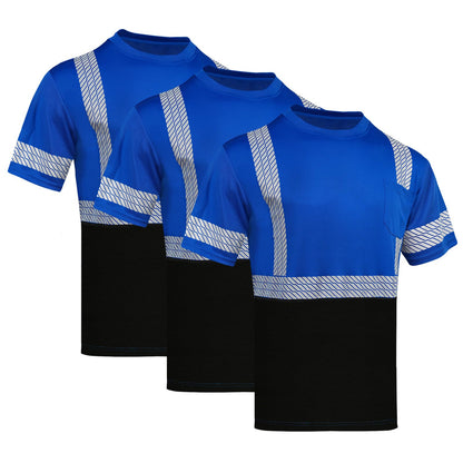 High Visibility Safety Reflective T Shirts for Men (XX-Large / Blue+black)