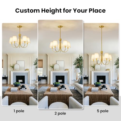 Dining Room Chandelier with Fabric Shades
