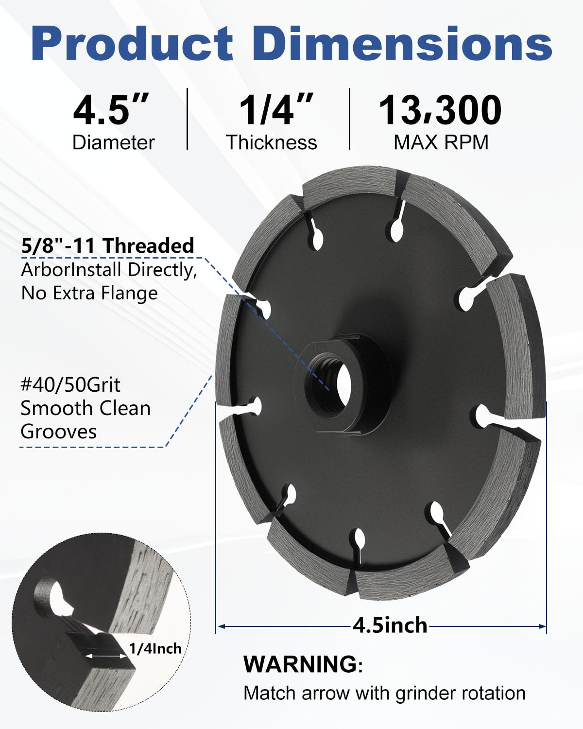4.5" Diamond Tuck Point Blade 1 (1/4" Thick-Thread)