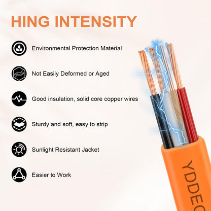 8/3 NM-B Wire with Ground - 20FT 8 AWG 3 Conductor Non-Metallic Sheathed Cable Pure Copper Residential Indoor Wire for Outlets, Switches, Other Loads and Lighting Wiring Projects etc.(Orange) (20FT)