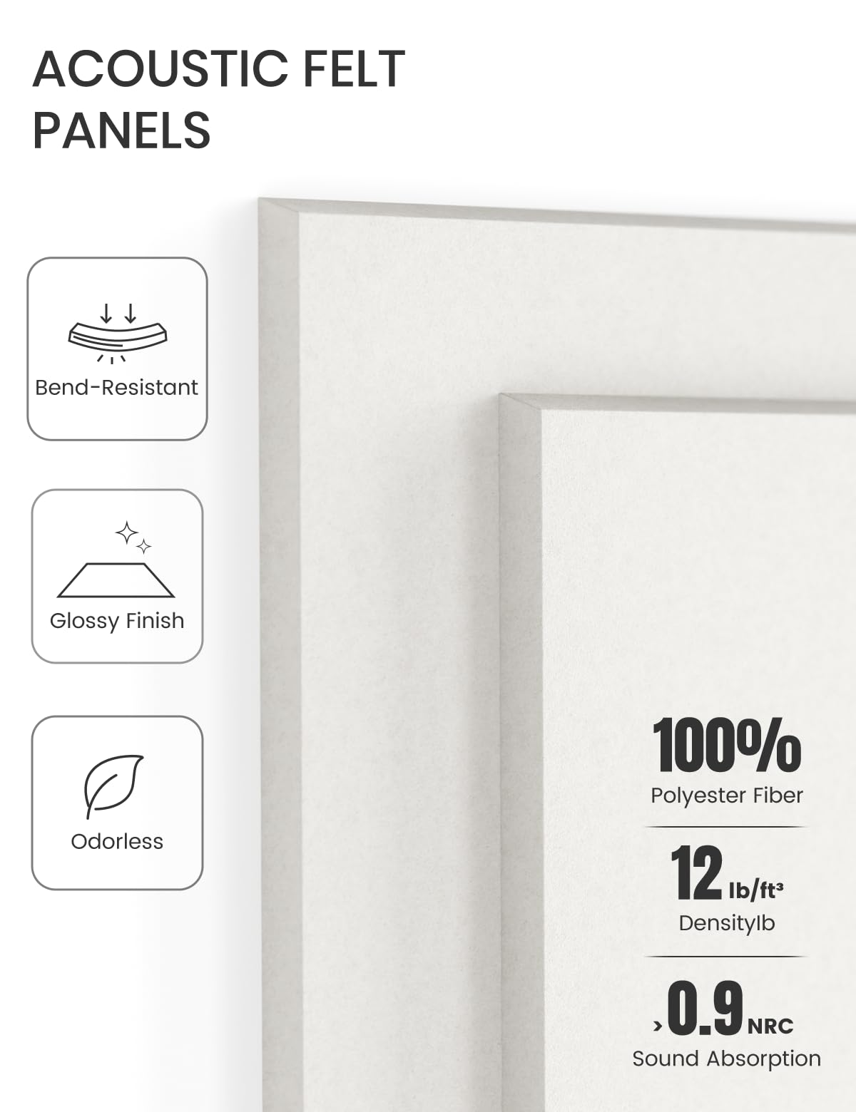 Felt Bulletin Board & Cork Board Alternative 36'' x 24'' (Milky White-1 / Solid tile 12-pack)