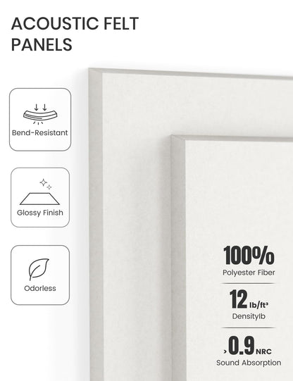 Felt Bulletin Board & Cork Board Alternative 36'' x 24'' (Milky White-1 / Solid tile 12-pack)