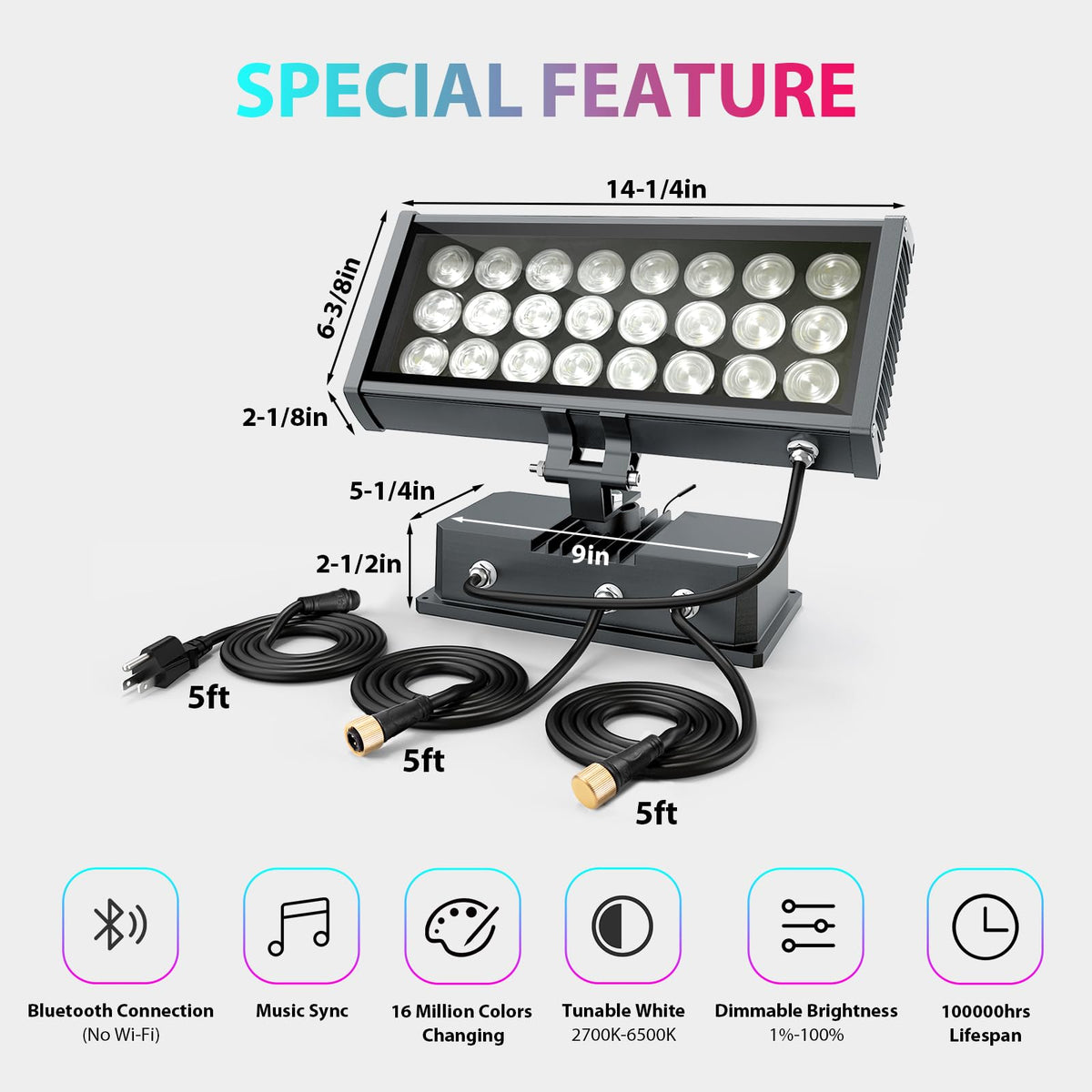 168W Smart Linkable LED Wall Washer Light (Gray)