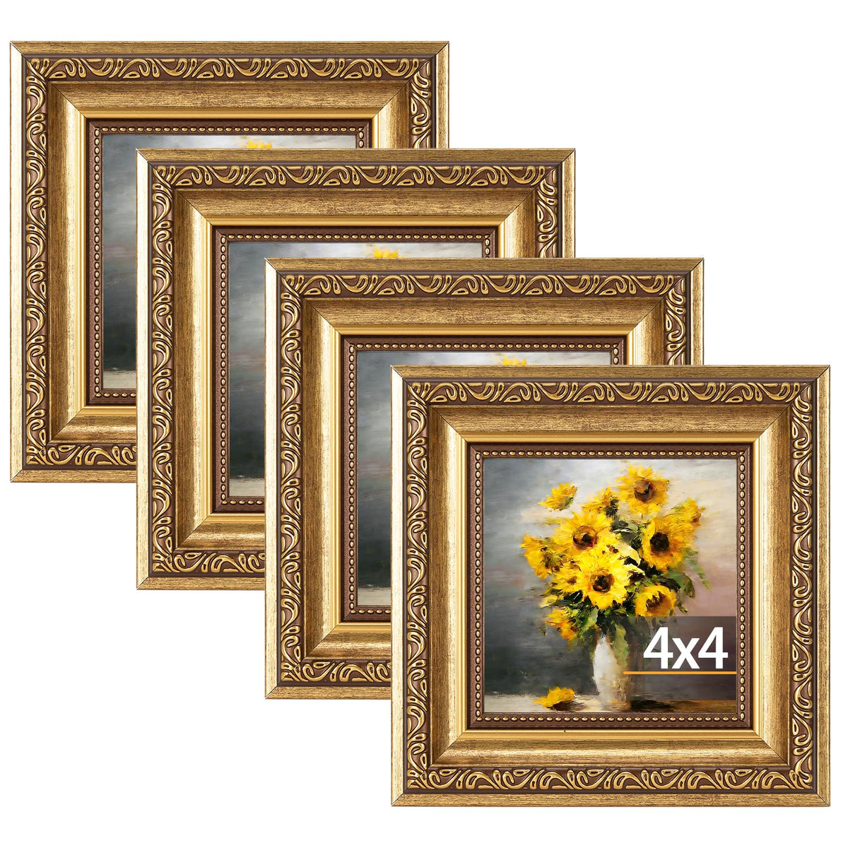 4x4 Vintage Picture Frame (Gold / 4x4 inch)