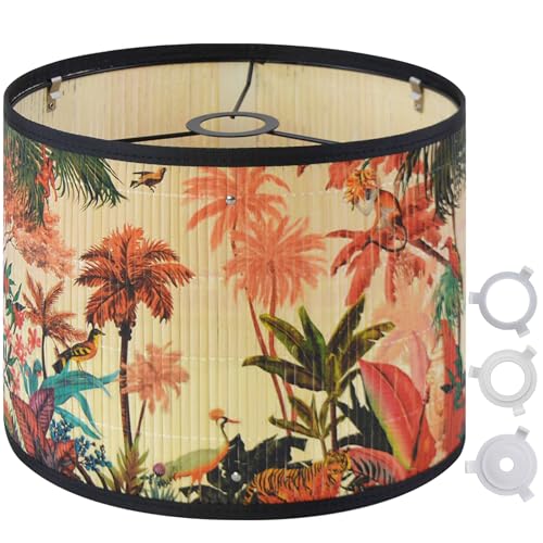 Bamboo Lamp Shade With Tropical Plants Chandelier Covers