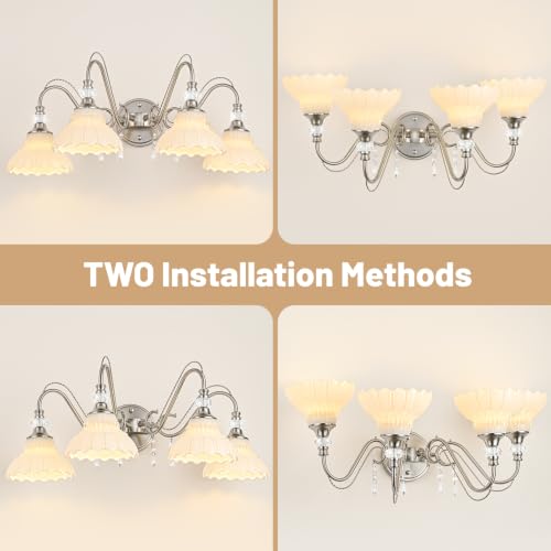 Brushed Nickel Bathroom Vanity Light (Nickel and White / 4-Light)
