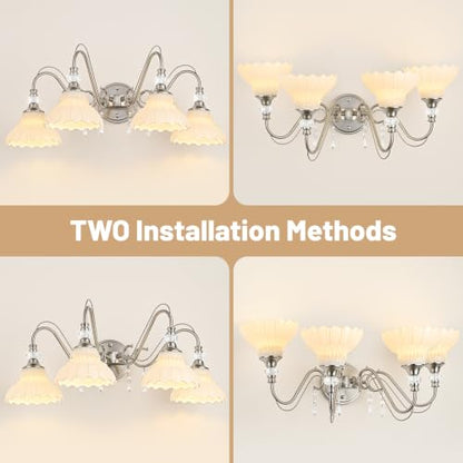 Brushed Nickel Bathroom Vanity Light (Nickel and White / 4-Light)