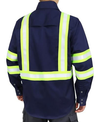 Vented FR High Vis Shirts Reflective Pearl Snaps Summer Work Safety