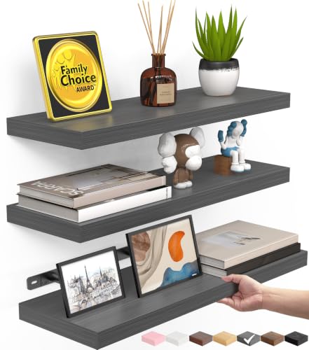 Grey Floating Shelves 15.7in (F. Grey - Industrial Edge Style / 15.7inches)