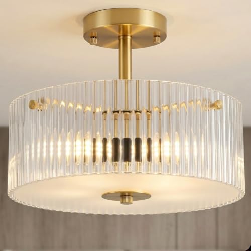 13.8" Gold Flush Mount Ceiling Light