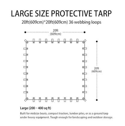 Black Tarps Heavy Duty Waterproof 20x20ft (Black / 20x20ft)