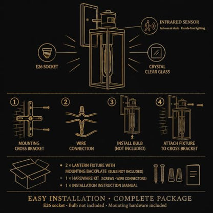 Black Outdoor Wall Light Motion Sensor