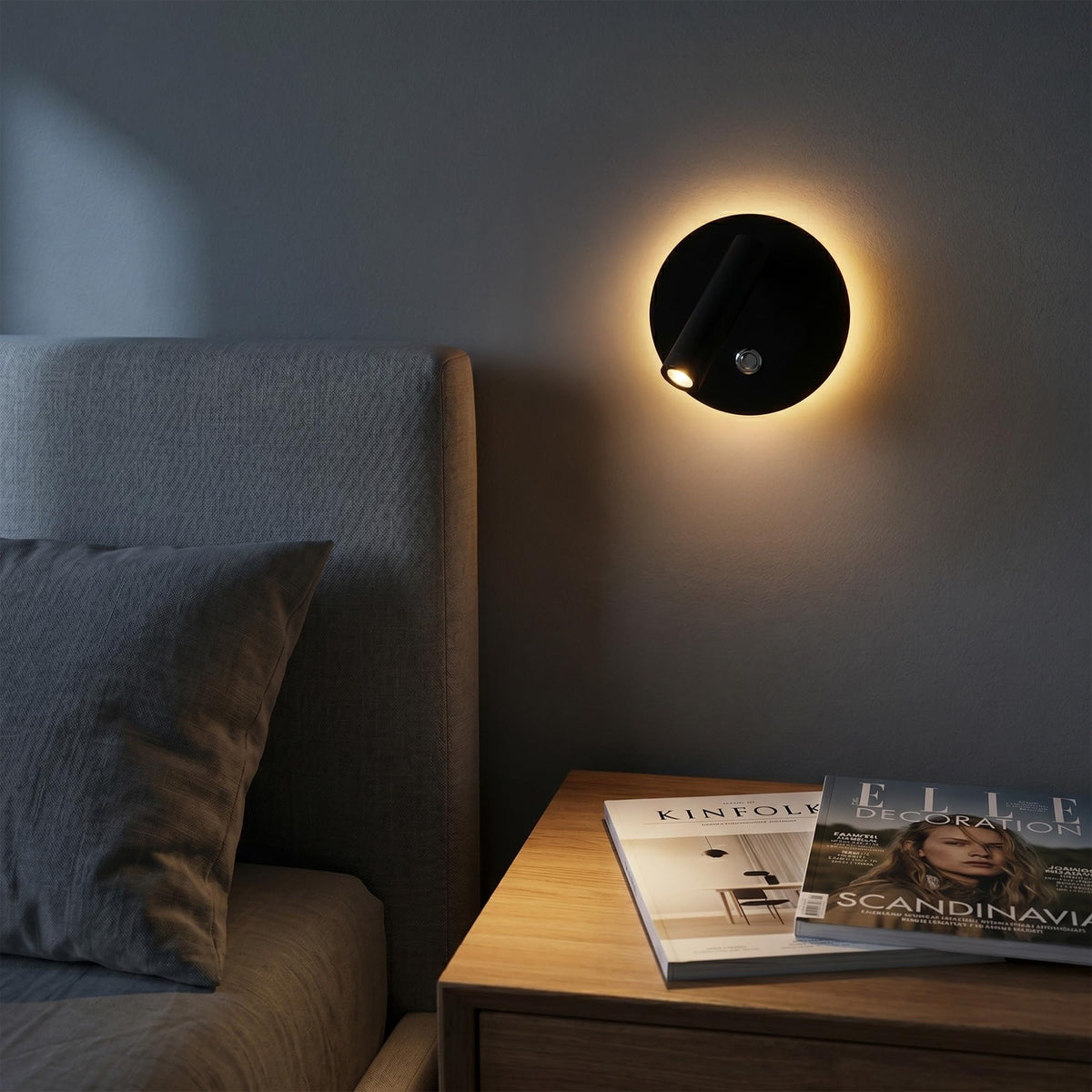 6W LED Bedside Wall Sconce with Switch (Black 2Pcs)