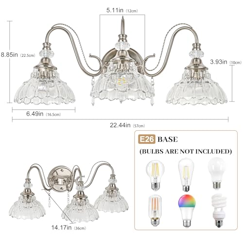 Brushed Nickel Bathroom Vanity Light (Nickel / 3-Light)