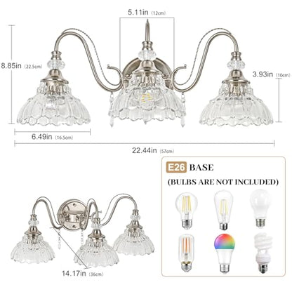Brushed Nickel Bathroom Vanity Light (Nickel / 3-Light)
