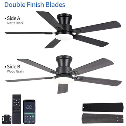 52in Low Profile Ceiling Fans with Lights