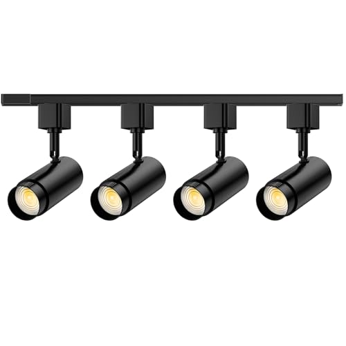 6-Light 5-Color Zoomable LED Track Lighting Kit with 6.6FT H Type Track Lighting Rail Black