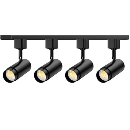6-Light 5-Color Zoomable LED Track Lighting Kit with 6.6FT H Type Track Lighting Rail Black