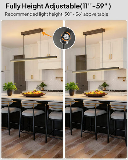 Modern LED Island Lights for Kitchen (Black-Liner / 31.5in)
