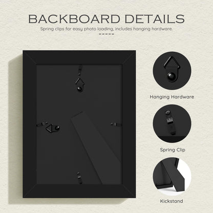 5x7 Black Wooden Picture Frame (Black Frame Black Mat / 5x7)