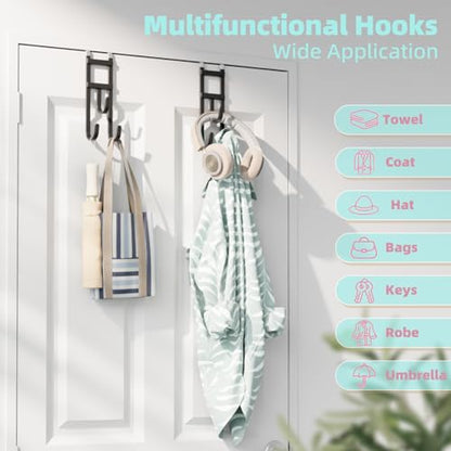4 Pack Over the (Black / Short hooks-4 Packs Fit 1 1/2" Interior Door)