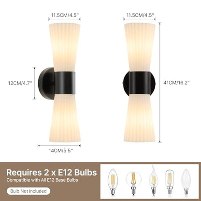 Black Glass Wall Sconce Light (Black Milk Glass)