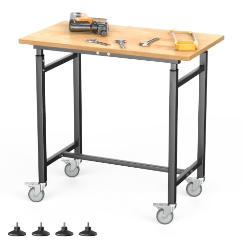 Adjustable Workbench with Rubberwood Top
