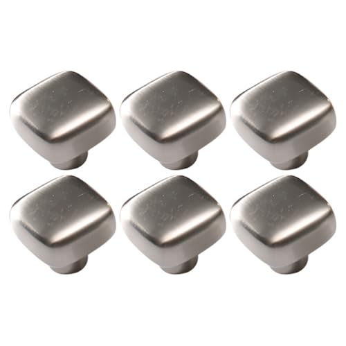 6 Pack Gold Cabinet Knobs 1.18" Brushed Gold Drawer Knobs Zinc Alloy Single Hole Square Pulls for Dresser 30mm Round Cupboard Handles for Kitchen Wardrobe Bathroom Hardware