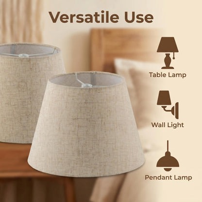 Pre Assembled Set of 2 Linen Spider Replacement Lampshades for Table Lamps (Light Beige)