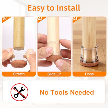 32 Pack Round Chair Leg Floor Protectors for Hardwood Floors (Clear-32pcs / Round Small)