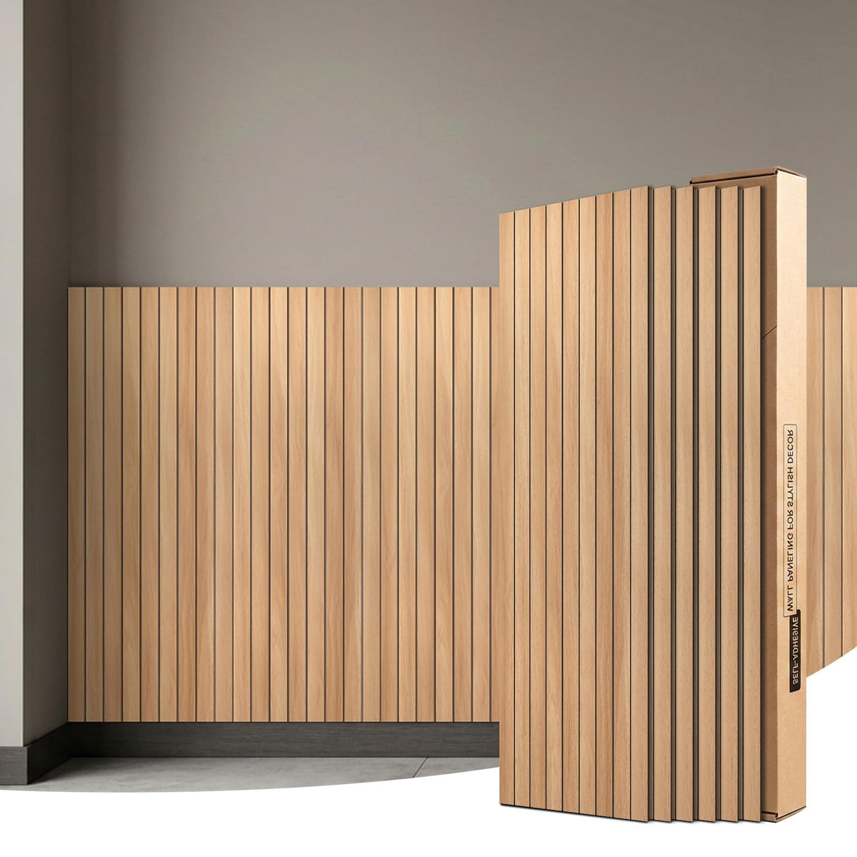 6 Pack Peel and Stick PVC Wood Slat Wall Panel (Oak)