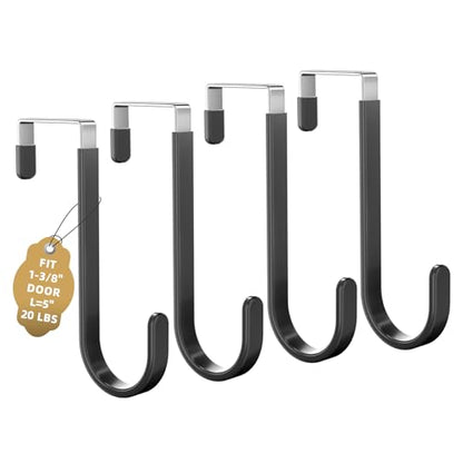 Over the Door Hooks (Black, 5.5 " Short)