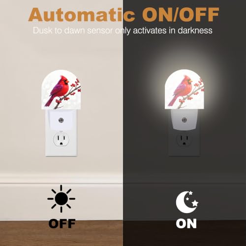 Night Light Cardinal Night Lights Plug into Wall with Dusk to Dawn Smart Sensor for Bedroom Bathroom Hallway Kitchen (Cardinal 02)