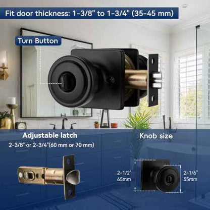 Black Door Knobs with Square Rosette for Privacy (1-Privacy)